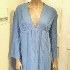 Zara Blue Long Linen Dress
